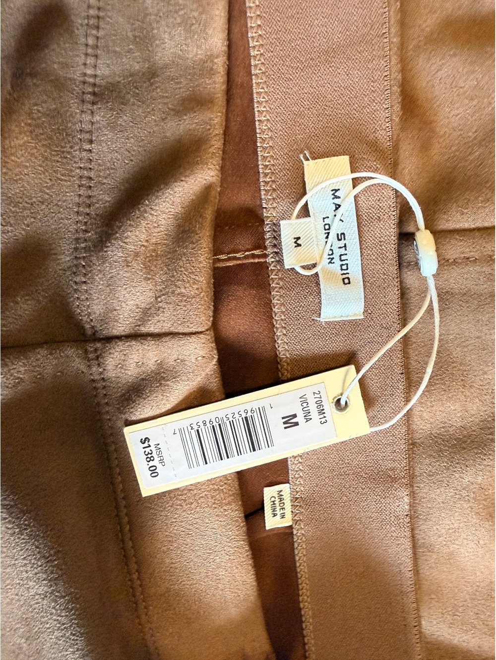 NWT* Max studio London brown camel faux suede midi skirt stretchy size medium - Picture 4 of 9